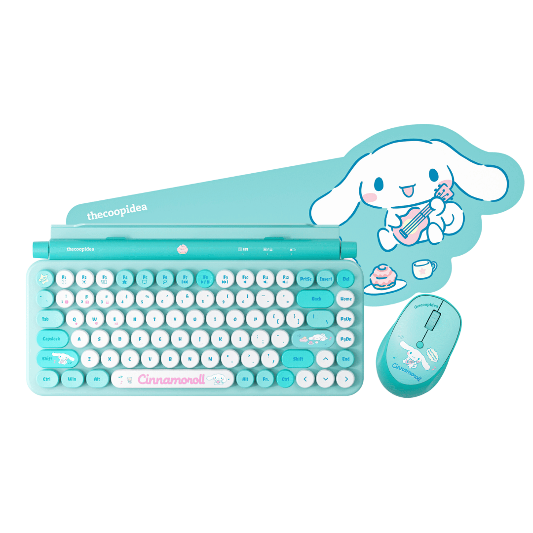 Sanrio RETRO TAPPY Wireless Keyboard & Mouse Set - Cinnamoroll
