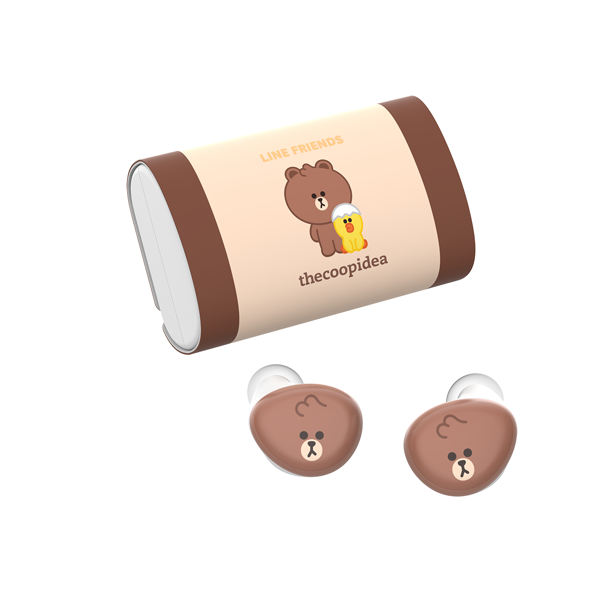 LINE FRIENDS MEETS thecoopidea BEANS+ True Wireless Earbuds - MINI BROWN
