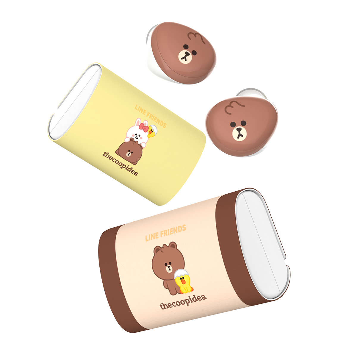 LINE FRIENDS MEETS thecoopidea BEANS+ True Wireless Earbuds - MINI BROWN
