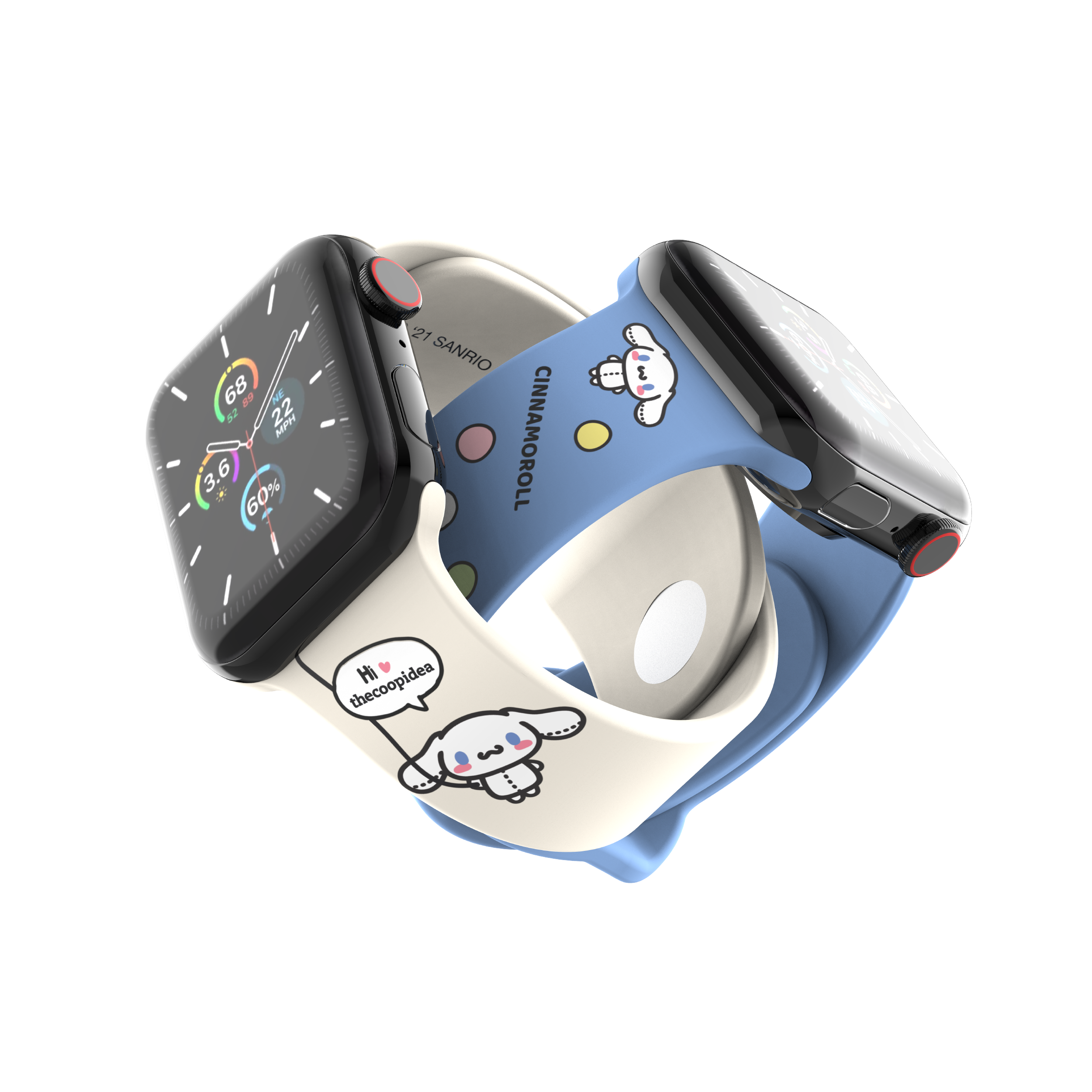 Sanrio HOOPS 42/44/45mm Watch Straps Set for Apple Watch Series 1-8 & SE - Cinnamoroll