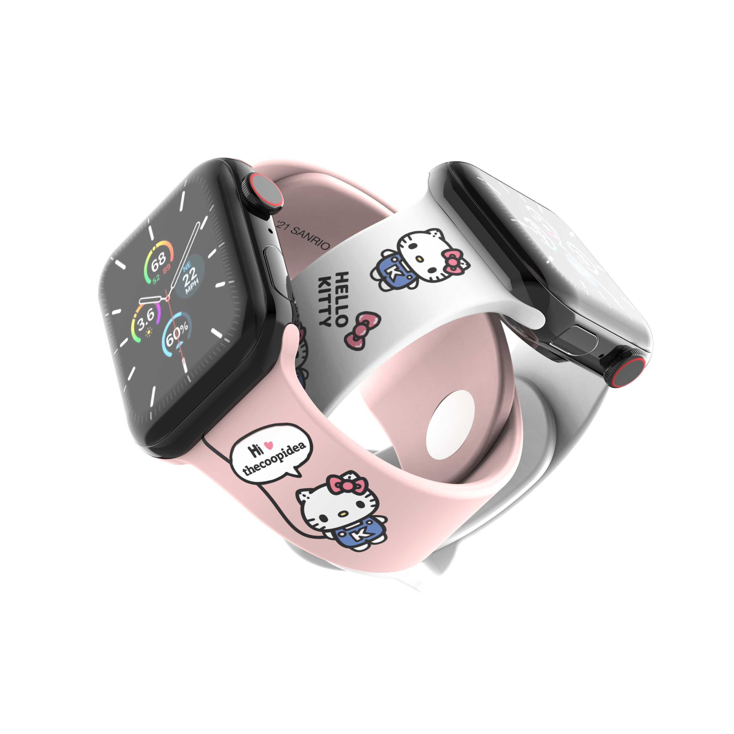 Sanrio HOOPS 42/44/45mm Watch Straps Set for Apple Watch Series 1-8 & SE - Hello Kitty