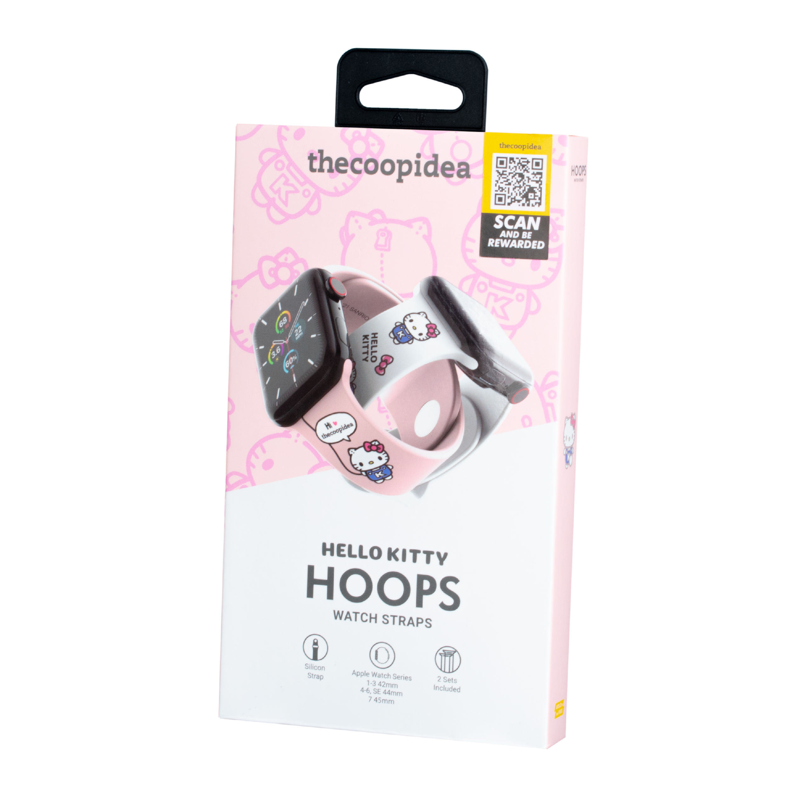 Sanrio HOOPS 42/44/45mm Watch Straps Set for Apple Watch Series 1-8 & SE - Hello Kitty