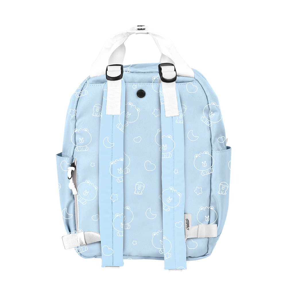 LINE FRIENDS MEETS Grinstant CARA 13" BACKPACK - MINI BROWN OVERPRINT EDITION