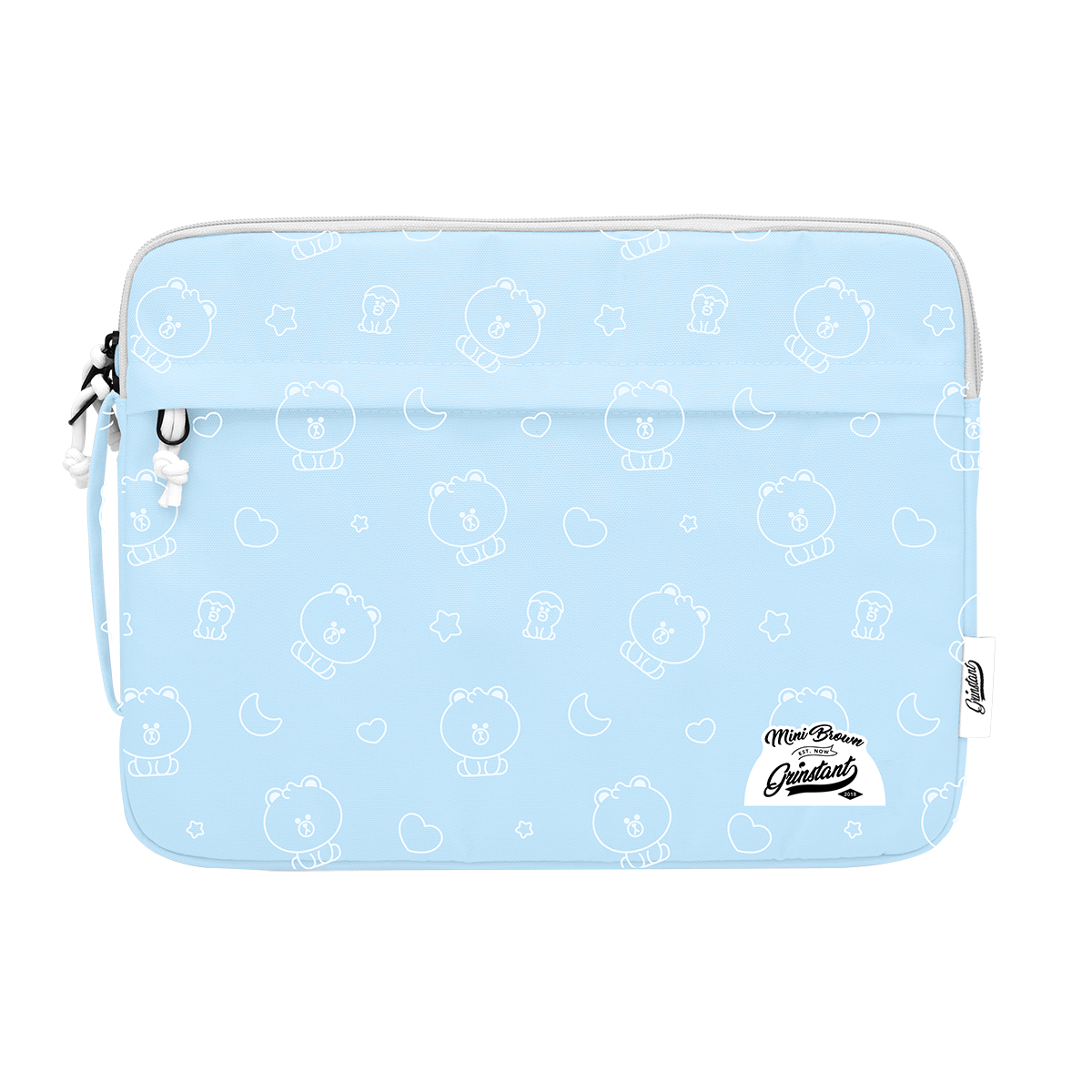 LINE FRIENDS MEETS Grinstant 13.3” Laptop Sleeve in MINI BROWN Overprint