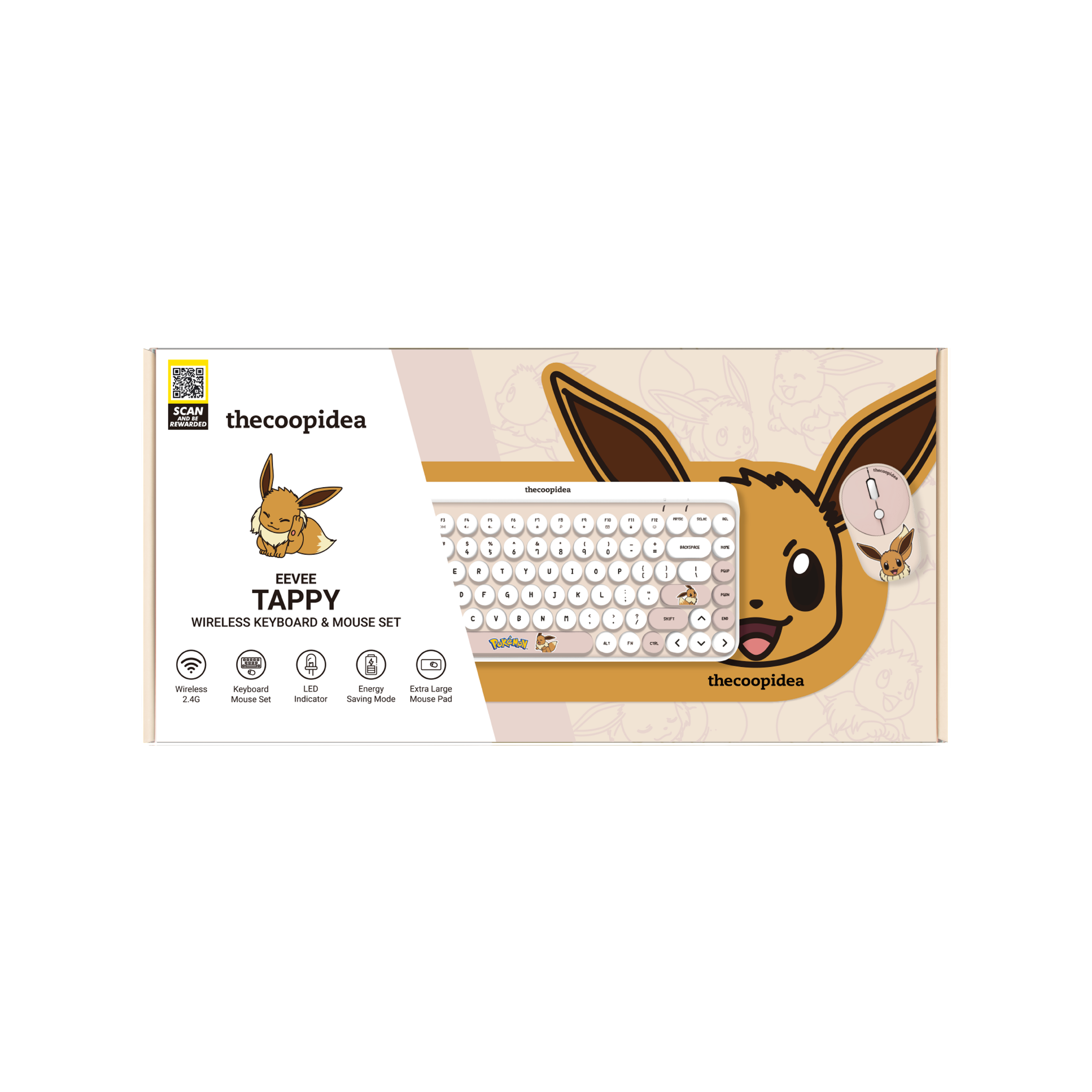 Pokémon TAPPY Wireless Keyboard & Mouse Set - Eevee