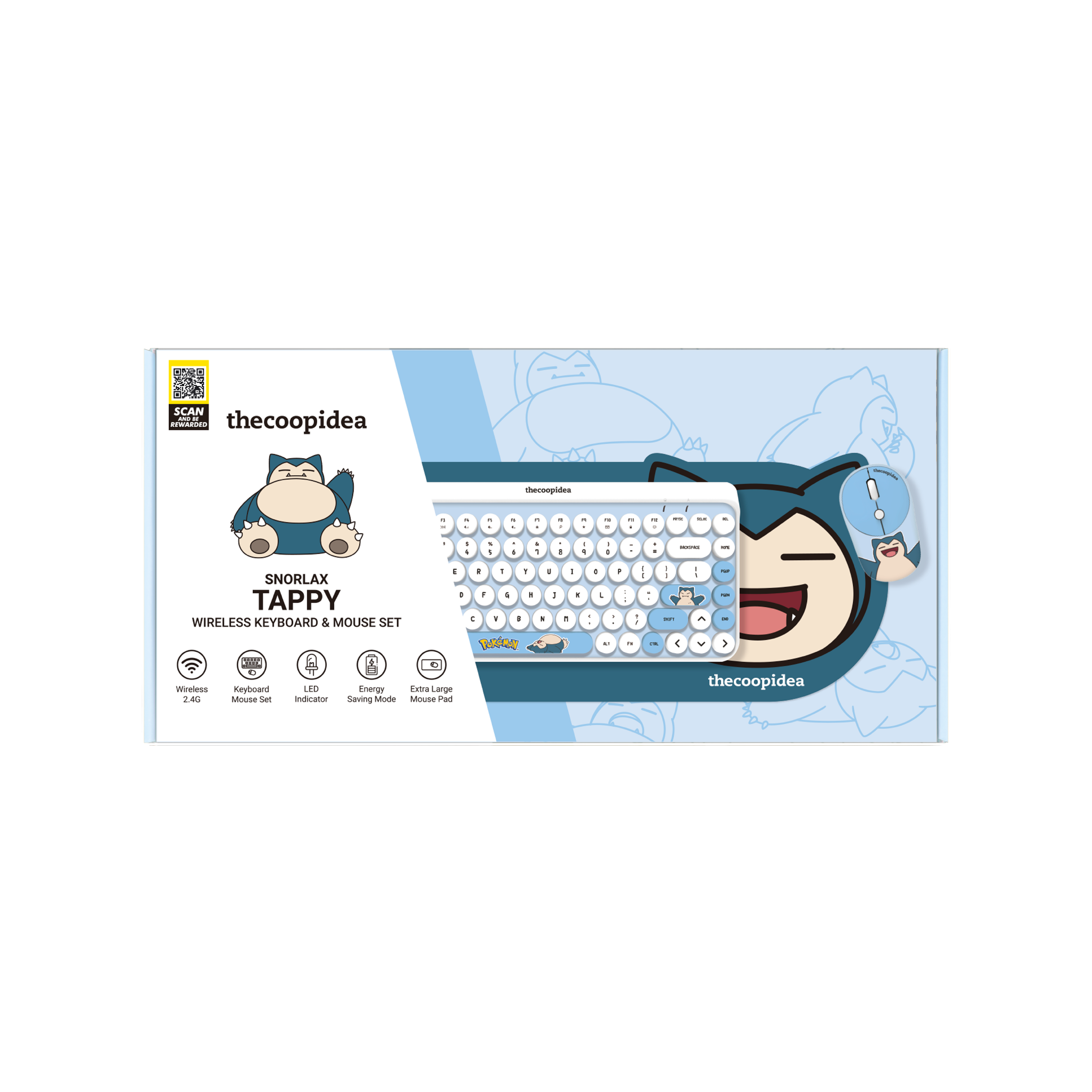 Pokémon TAPPY Wireless Keyboard & Mouse Set - Snorlax