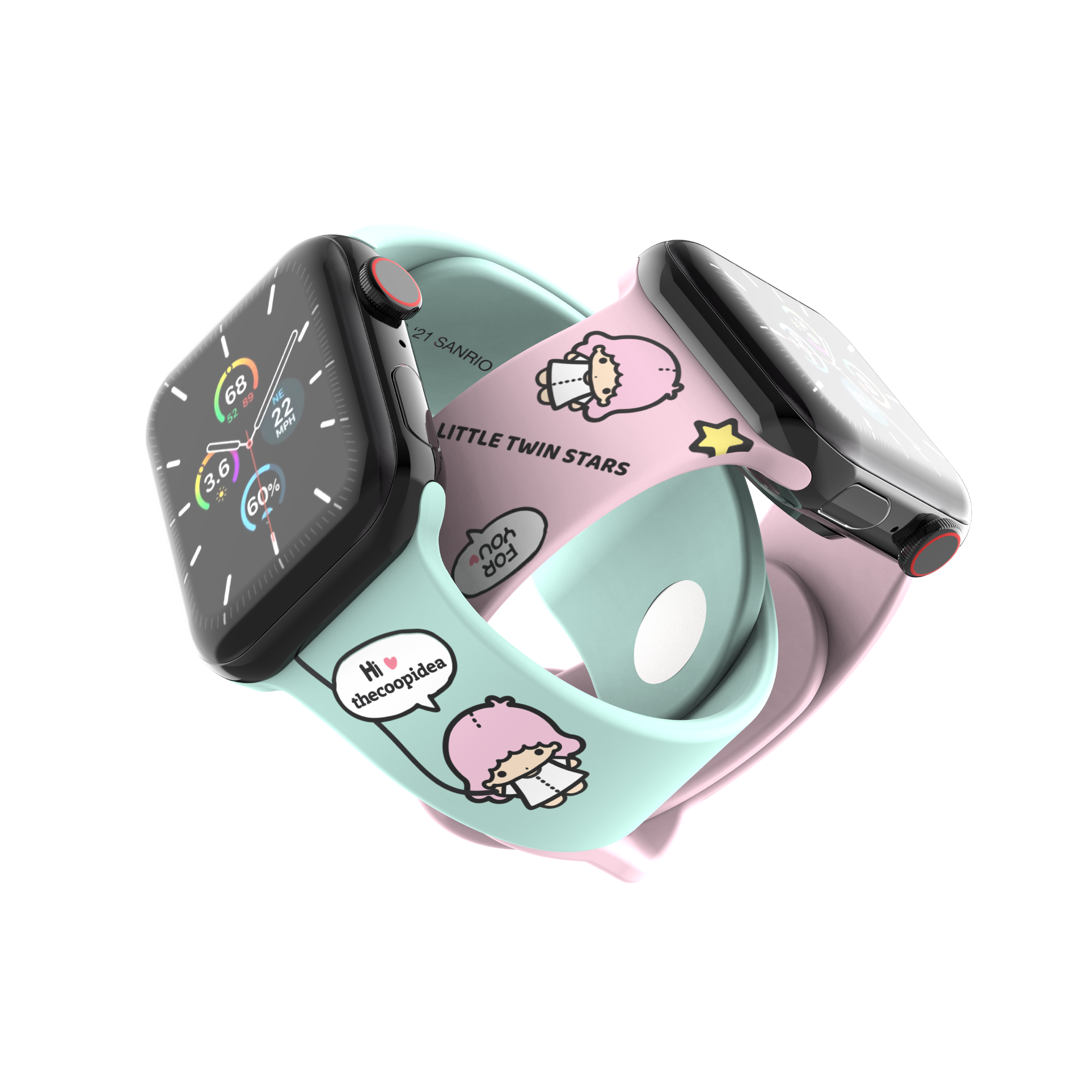Sanrio HOOPS 42/44/45mm Watch Straps Set for Apple Watch Series 1-8 & SE - Little Twin Stars