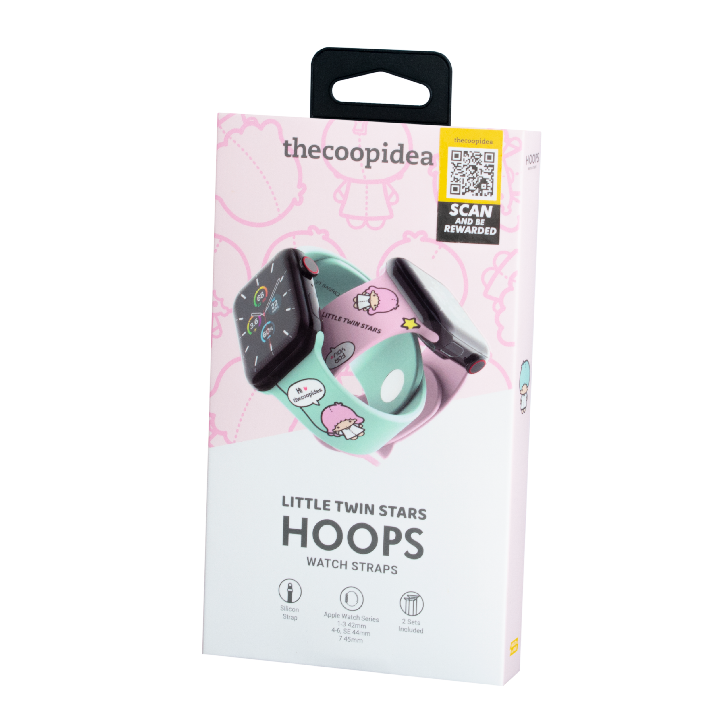 Sanrio HOOPS 42/44/45mm Watch Straps Set for Apple Watch Series 1-8 & SE - Little Twin Stars