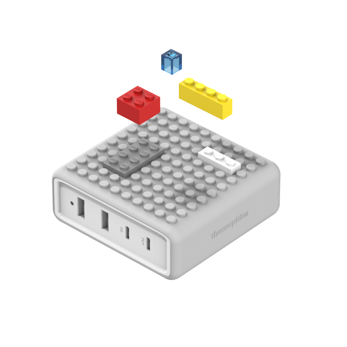 BUILDER BLOCK - Type-C 65W 4 Ports PD Charger - Grey
