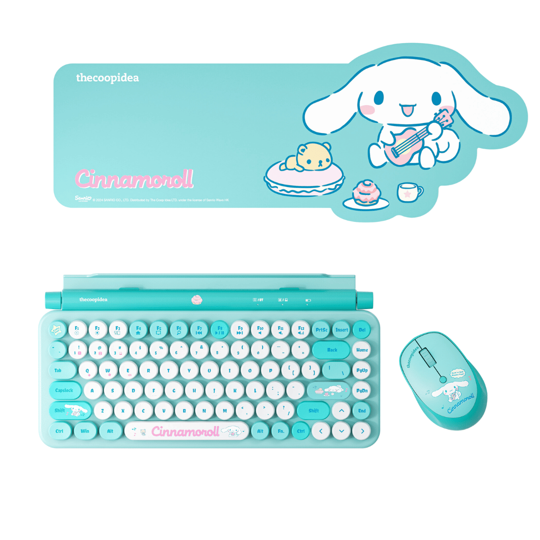 Sanrio RETRO TAPPY Wireless Keyboard & Mouse Set - Cinnamoroll