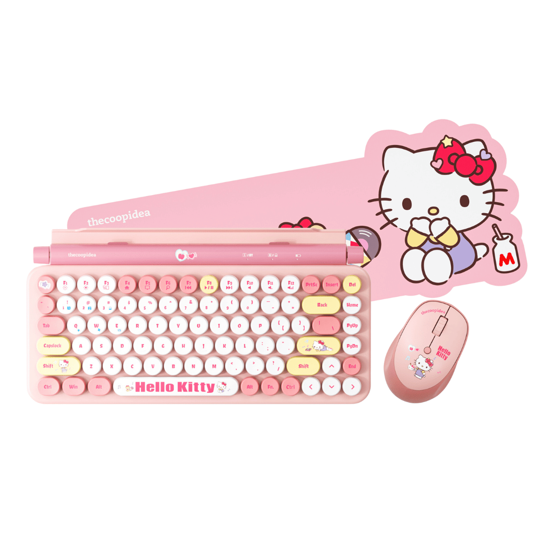Sanrio RETRO TAPPY Wireless Keyboard & Mouse Set - Hello Kitty