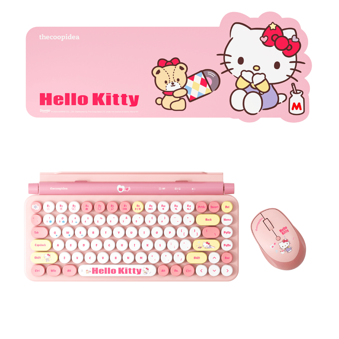 Sanrio RETRO TAPPY Wireless Keyboard & Mouse Set - Hello Kitty