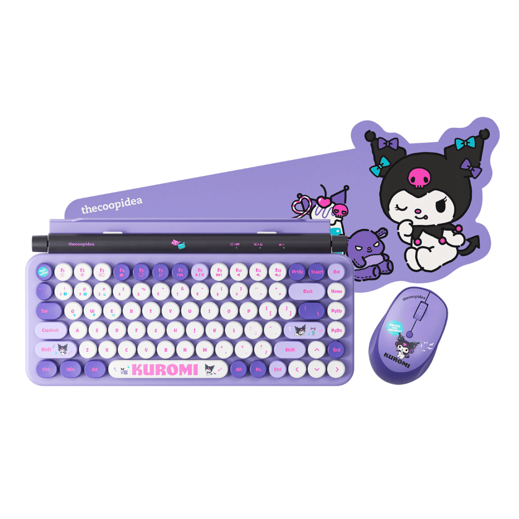 thecoopidea Sanrio Kuromi Wireless Keyboard & Mouse Set with Mouse Pad
