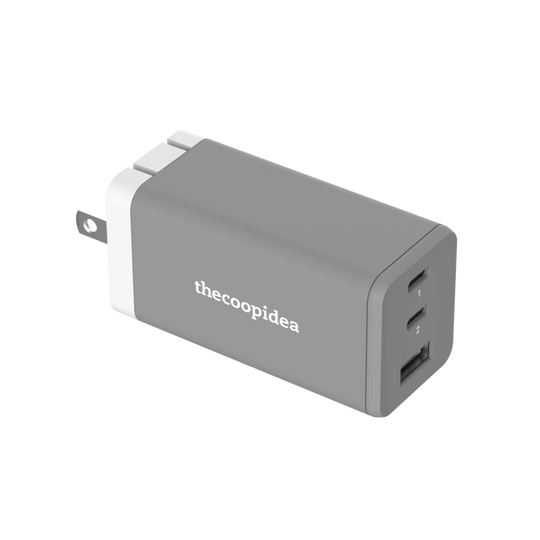 MINI BLOCK S - USB C 65W 3 Ports PD GAN Charger - Grey