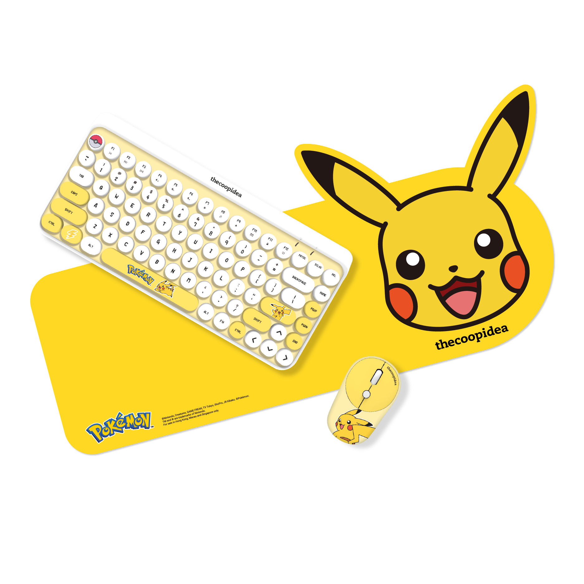 thecoopidea TAPPY ピカチュウ ワイヤレスキーボードマウスセット Pokémon TAPPY Wireless Keyboard & Mouse Set - Pikachu | thecoopidea
