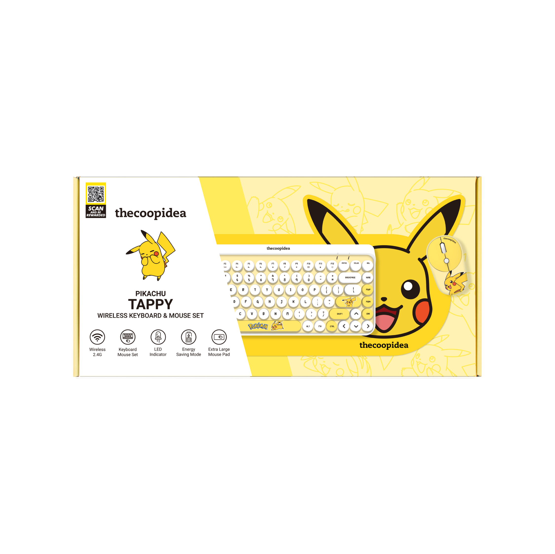 Pokémon TAPPY Wireless Keyboard & Mouse Set - Pikachu