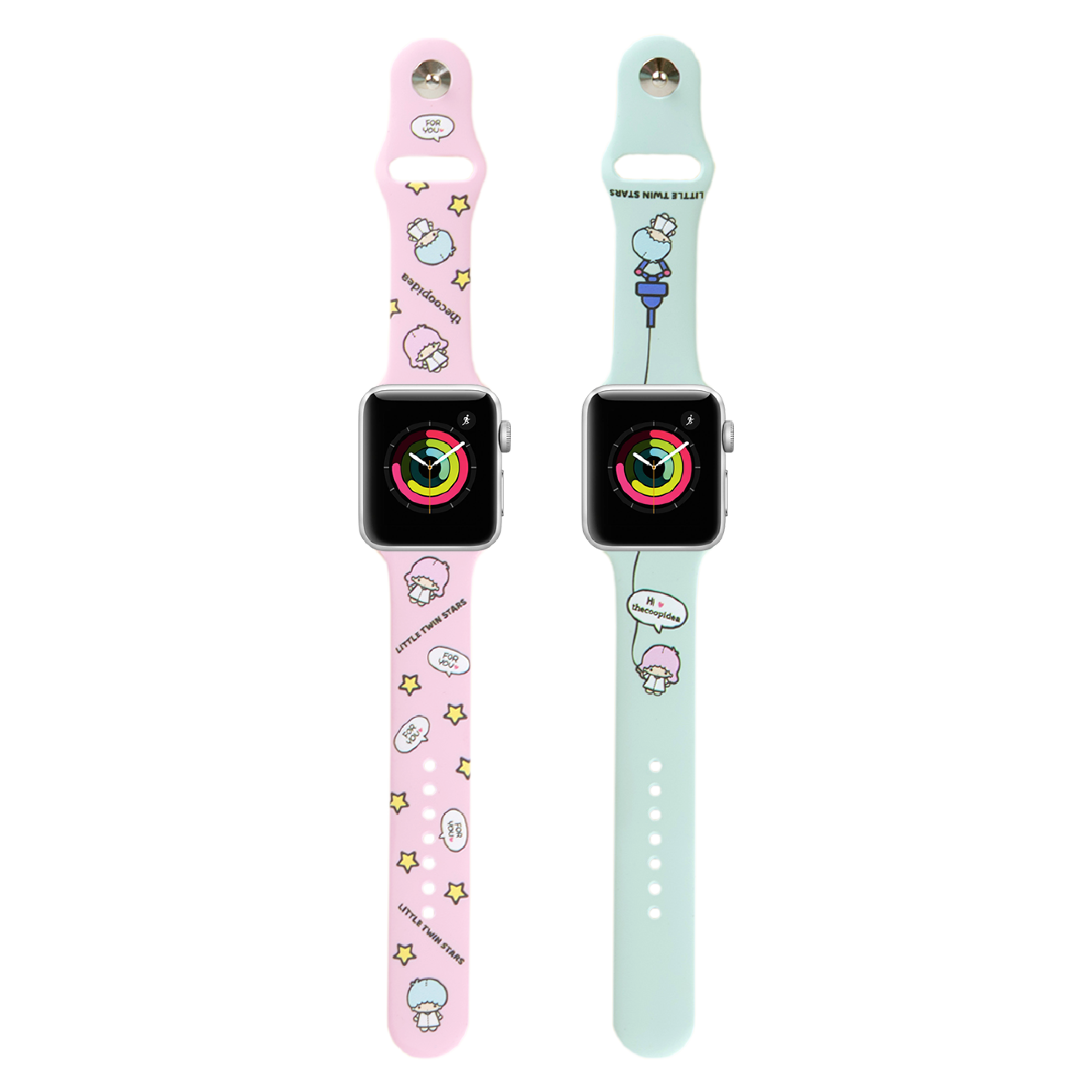 Sanrio HOOPS 42/44/45mm Watch Straps Set for Apple Watch Series 1-8 & SE - Little Twin Stars