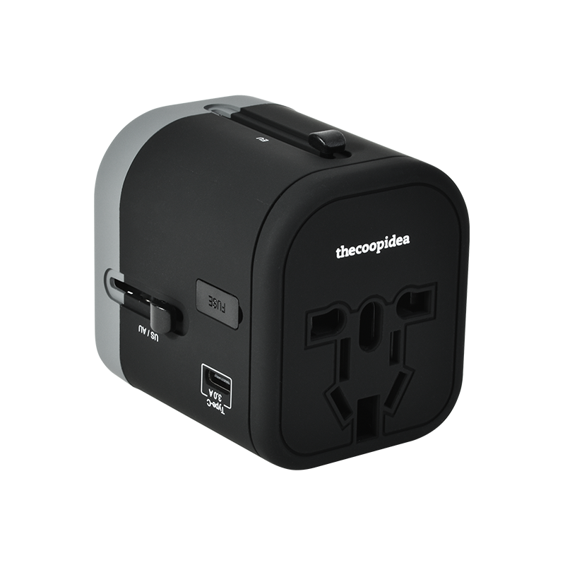 thecoopidea - WANDER PLUS 4 IN 1 Travel Adapter- Black
