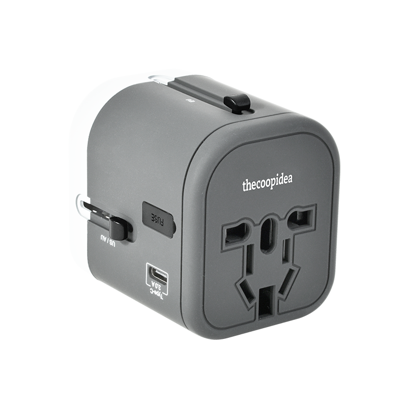 thecoopidea - WANDER PLUS 4 IN 1 Travel Adapter- Grey