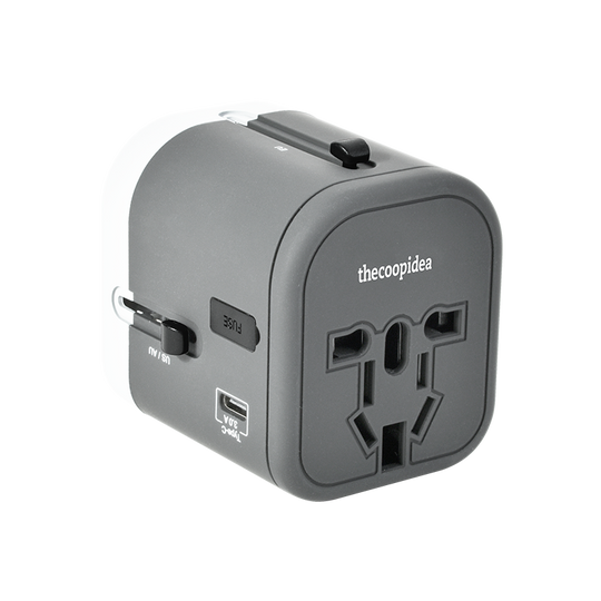 thecoopidea - WANDER PLUS 4 IN 1 Travel Adapter- Grey