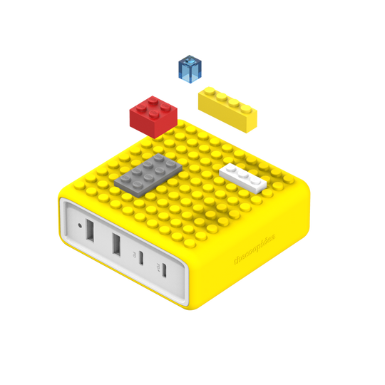 BUILDER BLOCK - Type-C 65W 4 Ports PD Charger - Yellow